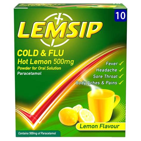 Lemsip Cold And Flu Hot Lemon Mg Sachets