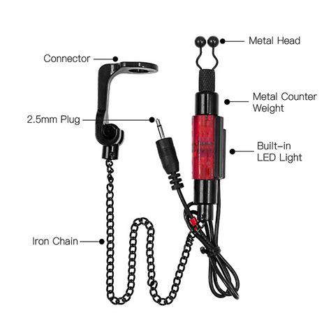 Fishing Bite Alarm Indicator With Chain Swinger Led Alarm Indicator