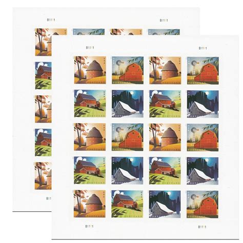 Barns Postcard Rate Usps Postage Stamp Sheets Of Us First Class