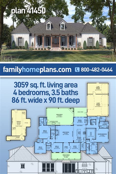 Acadian Style Home Plan With Pool Bath And Outdoor Kitchen Acadian