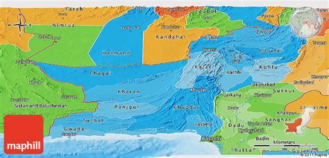 Political Shades Panoramic Map Of Baluchistan