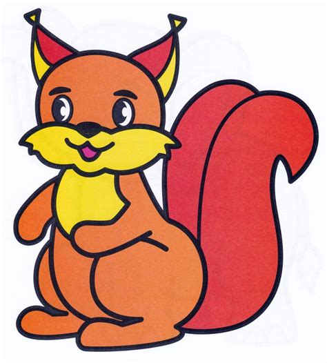 Белка рисунок цветными карандашами и красками.