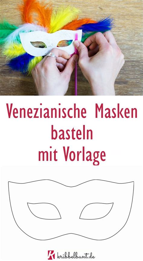 Venezianische Maske basteln mit Kindern mit Vorlage ganz einfach zum