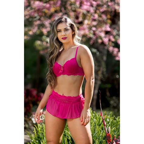 Conjunto Trio Serena Lingerie Bojo Sensual Roupa Intima Saia Calcinha Fio Dental E Sutia