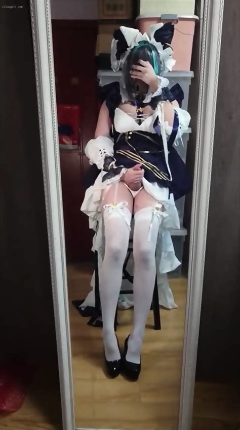 Asian Cosplay Shemale Jerking Off And Sucking Dildo