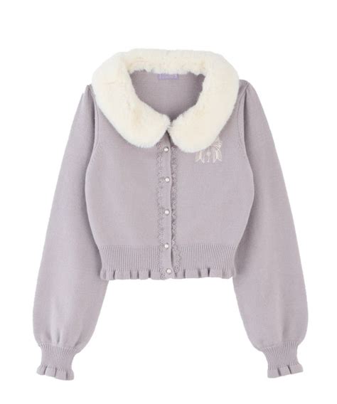 Kawaii Knit Cardigan With Fur Collar By Axes Femme