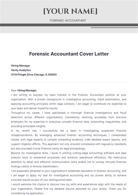 Forensic Accountant Cover Letter Edit Online And Download Example