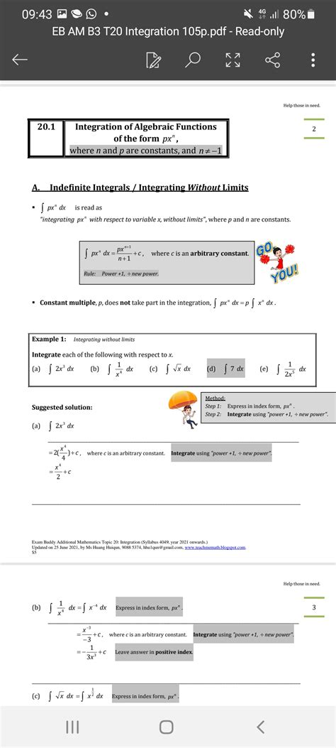 Exam Buddy Additional Mathematics Topic 20: Integration | OpenSchoolbag
