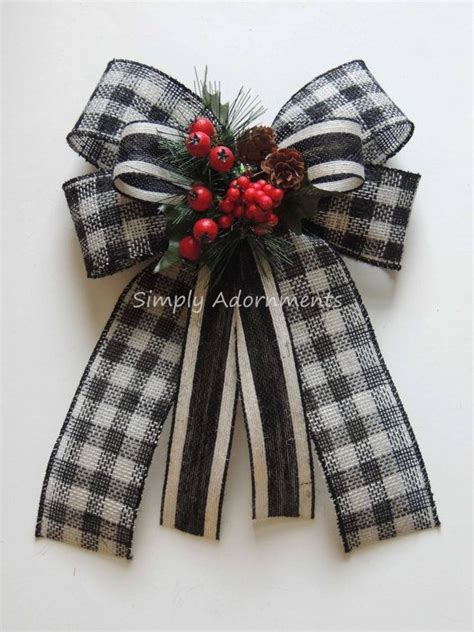 Black White Buffalo Check Wreath Bow Red Berries Burlap Buffalo Artofit