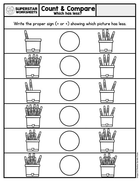 Count And Compare Comparison Symbols Practice Worksheet Zone