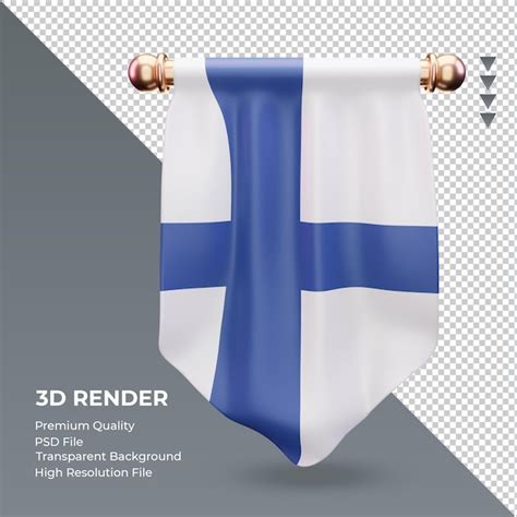 Bandera de finlandia banderín 3d renderizado vista frontal Archivo