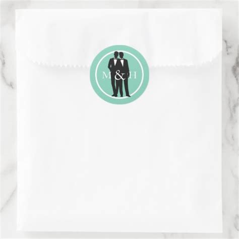 Custom Color Gay Couple Grooms Wedding Stickers Zazzle