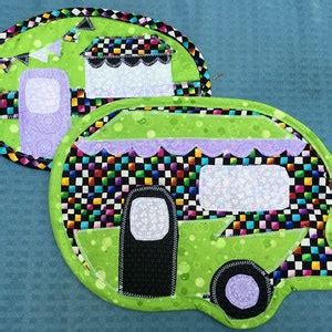 Camper Camping Vintage Camper Hot Pad Pot Holder Potholder Kitchen Baking Cooking Pink