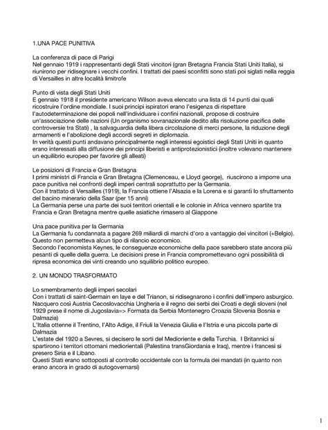 Le conseguenze della pace (cap 4) - 1 PACE PUNITIVA La conferenza di