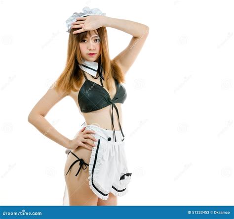 Domestique Cosplay De Bikini De Mod Le Asiatique Sexy De Fille Avec Le Styl De Japonais D Arme