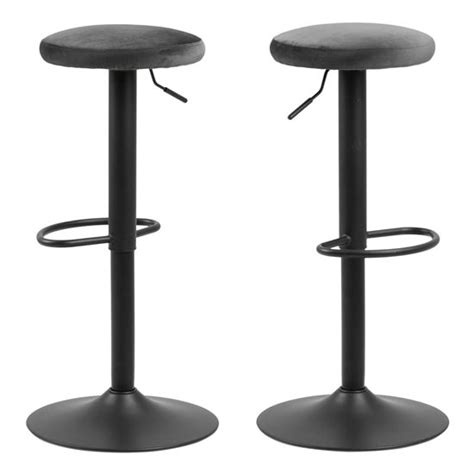 Faille Dark Grey Fabric Bar Stools In Pair - Cheap Designer Kitchen ...