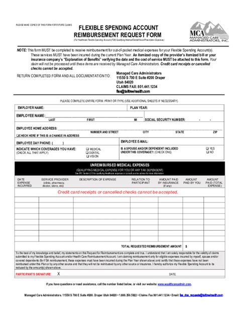 Fillable Online Flexible Spending Account Claim Formmedical Fax