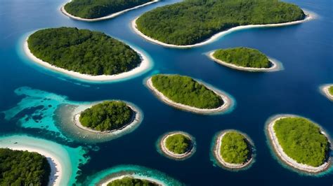 premium photo aerial archipelago birdseye view  scattered island chain
