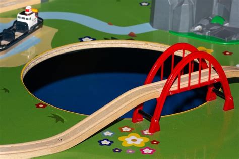 Premium Photo | Toy bridge on playground with hole for kids