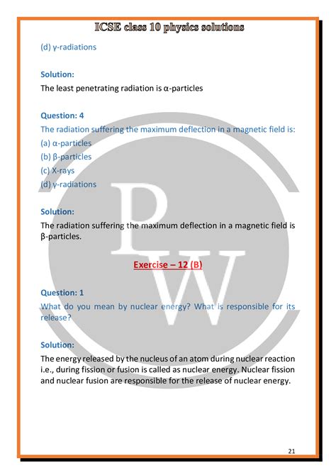 Solutions Of Chapter 12 Radioactivity Of Icse Class 10 Physics Pw