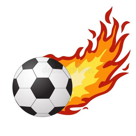 Soccer Ball In Flames Of Fire On A White Stock Vector Illustration Of