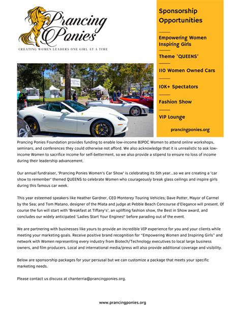 Vip Sponsor Packages Prancing Ponies Foundation