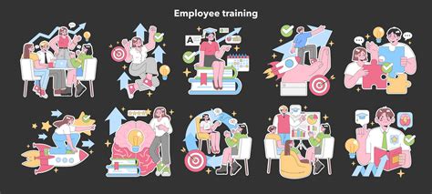 Employee training set. Flat vector illustration. 41175772 Vector Art at ...