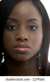 Portrait African American Naked Woman Looking Stock Photo