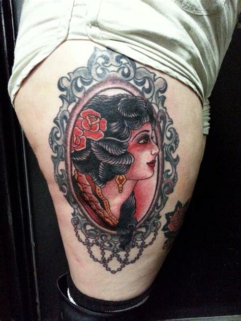 Traditional Pin Up Lady Head Frame Tattoo By Steve Rieck Las Vegas