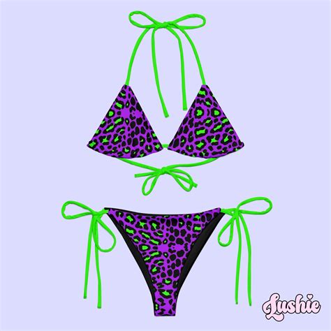 Acid Leopard String Bikini Y K Swimwear Trendy Bikini Set Summer Fashion Etsy