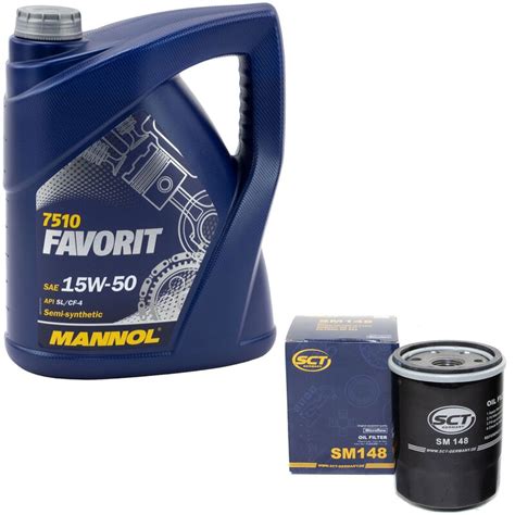 Motoröl Motor Öl MANNOL 15W50 Favorit API SL/ CF-4 5 Liter mit Öl, 21,95
