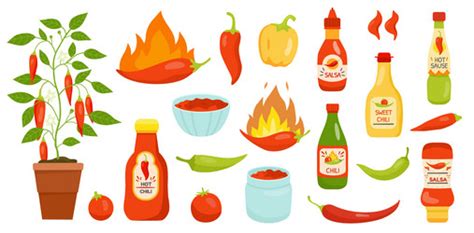Hot Chilly Sauce Chili Pepper Ketchup Royalty Free Vector