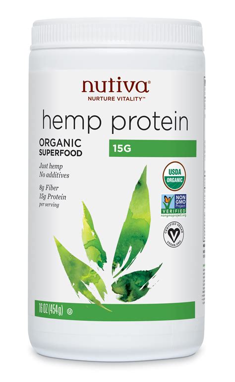 Nutiva Organic Hemp Protein Powder Unflavored 15g Protein 1 0lb 16