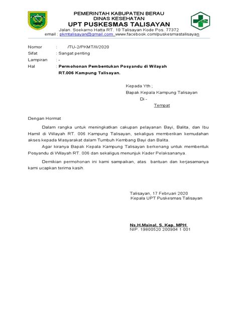 Surat Permohonan Pembentukan Posyandu Pdf