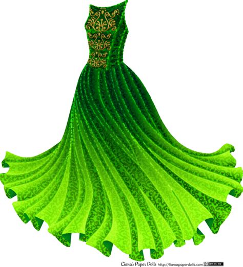 Green Princess Gown Lianas Paper Dolls