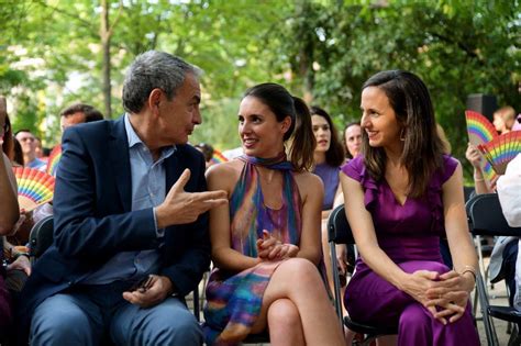 Zapatero se distancia de Sánchez y respalda a Irene Montero A mí este