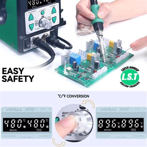 YIHUA 899D II One Button Turns Hot To Cool Air New Upgraded Nozzle Easy Plug Pull 2 IN 1 Hot Air