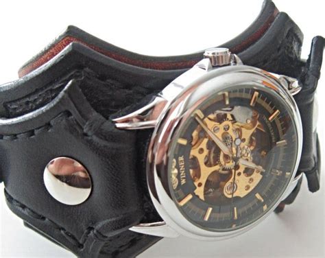 Steampunk Armbanduhr Herren Armbanduhr Steampunk Lederuhr Etsy