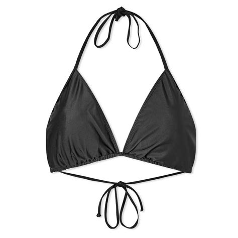 Ganni Graphic String Bikini Top Black Editorialist