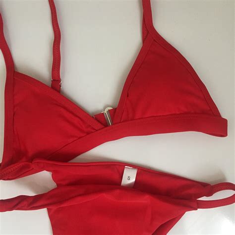 Brand New Red Triangle Bikini Set Perfect For Depop