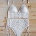 High Waist Crochet Swimsuit Lace High Waisted Crochet Bikini Set Lace Up Handmade Crochet