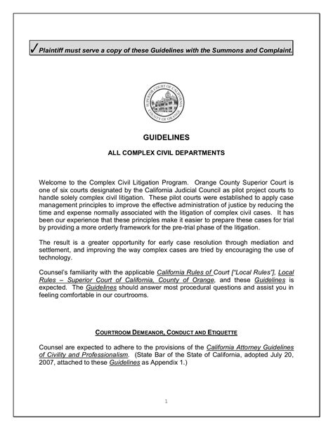 Orange County Superior Court Departmental Calendar | Superior court