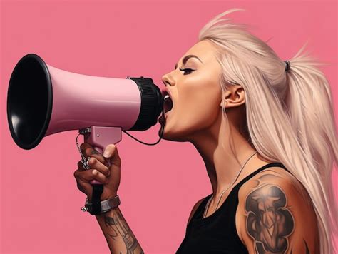 Premium Photo Blonde Woman With Megaphone