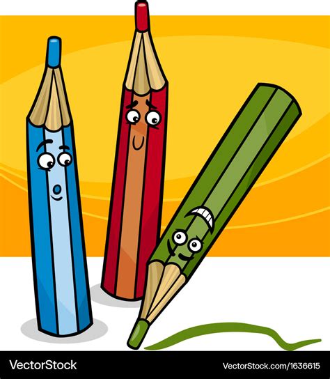 Funny Crayons Cartoon Royalty Free Vector Image