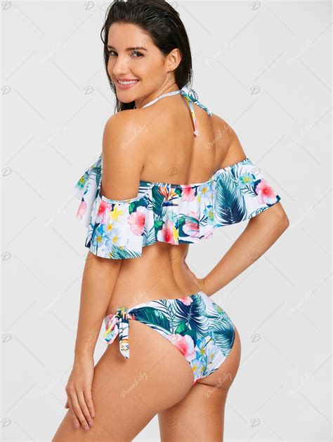 2018 Flower Pattern Flounce Bikini Swimwear COLORMIX XL In Bikinis Online Store Best Graphic