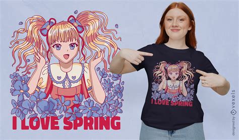 Anime Girl Spring T Shirt Design Vector Download