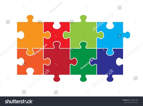 Eight Part Puzzle Graphic Stock Vector Royalty Free 1223881390