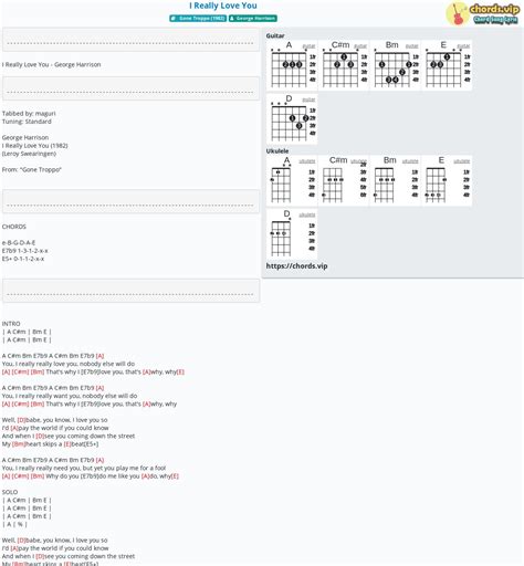 Chord: I Really Love You - George Harrison - tab, song lyric, sheet ...