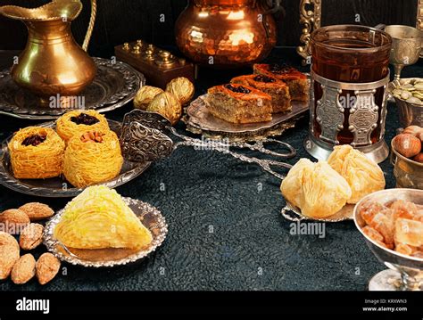 Large Set Of Eastern Arab Turkish Sweets Stock Photo Alamy