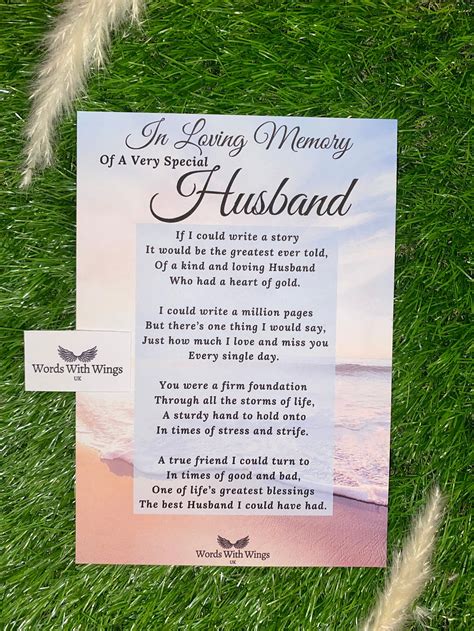 In Loving Memory of A Special Husband Grave Card Funeral Tribute
